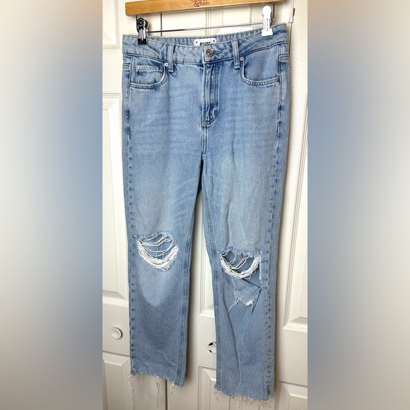 PAIGE Denim Noella Straight Raw Hem Jeans Doretta Destructed Wash Distressed - Picture 2 of 16